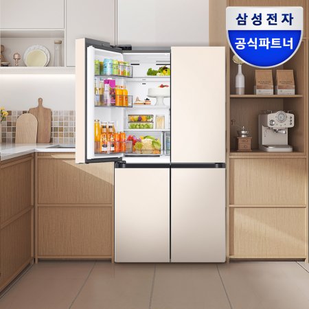 삼성 비스포크 4도어 냉장고 905L 대용량 RF90DG90124E 매트 크리미 베이지